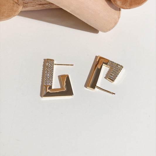 Abstract Rectangular Gold Earrings