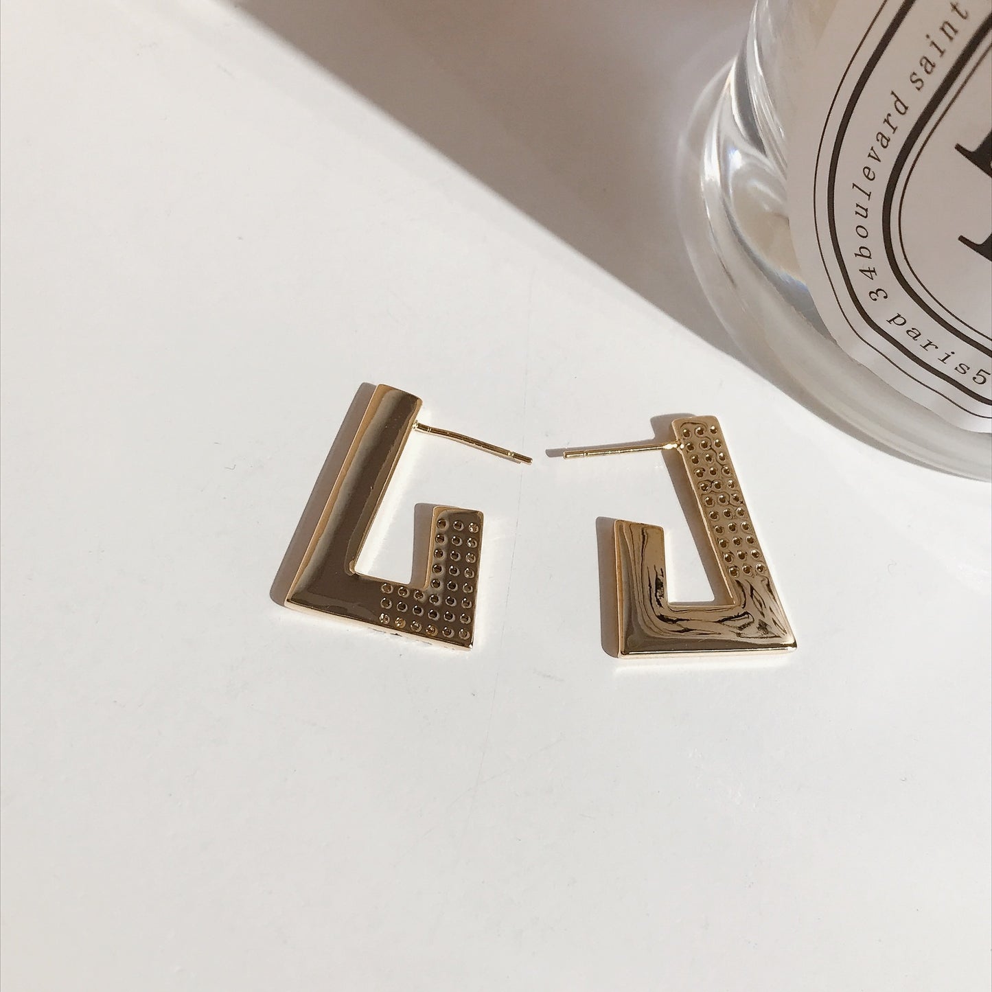 Abstract Rectangular Gold Earrings