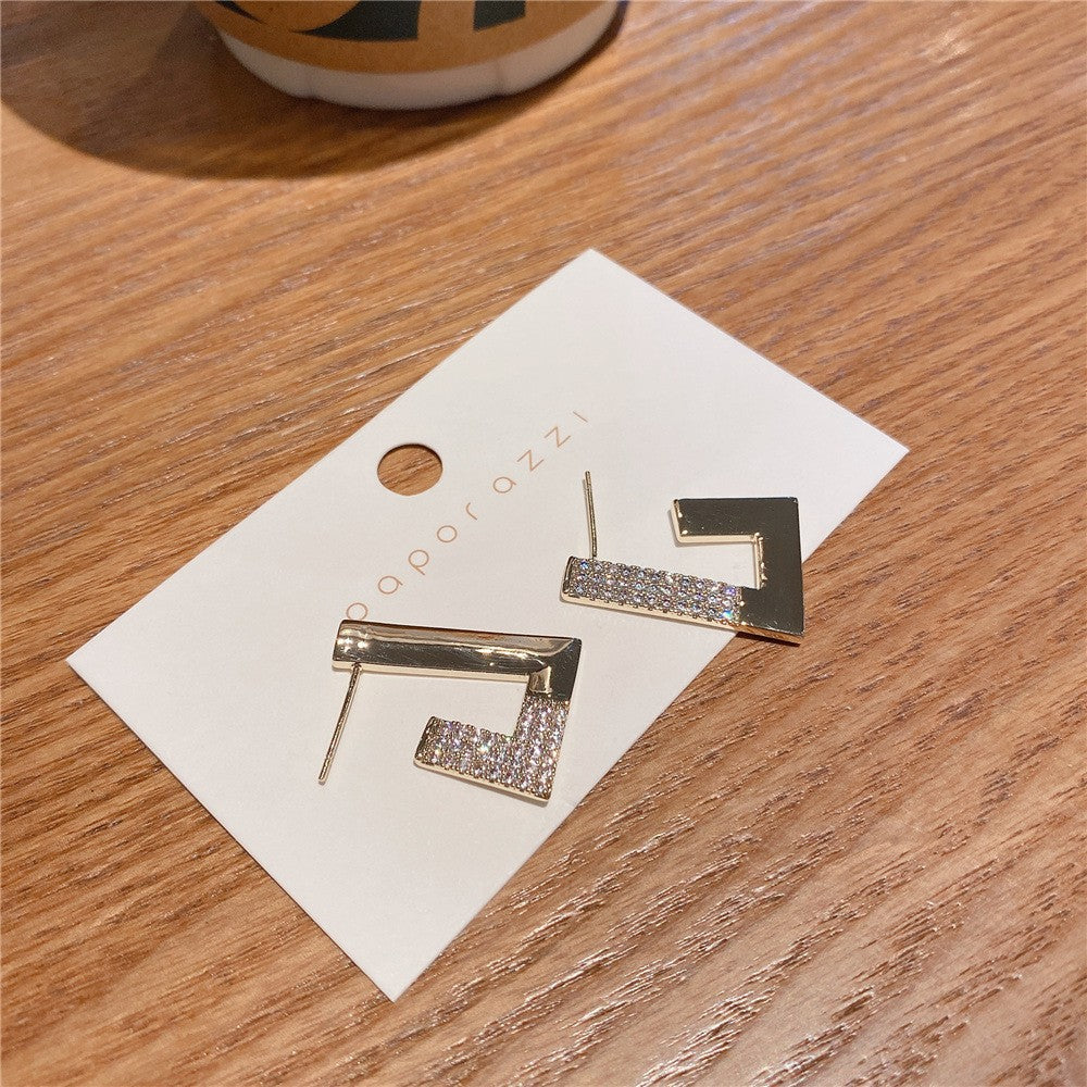 Abstract Rectangular Gold Earrings