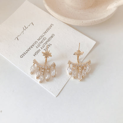 Tear Drop Crystal Gold Earring Jacket