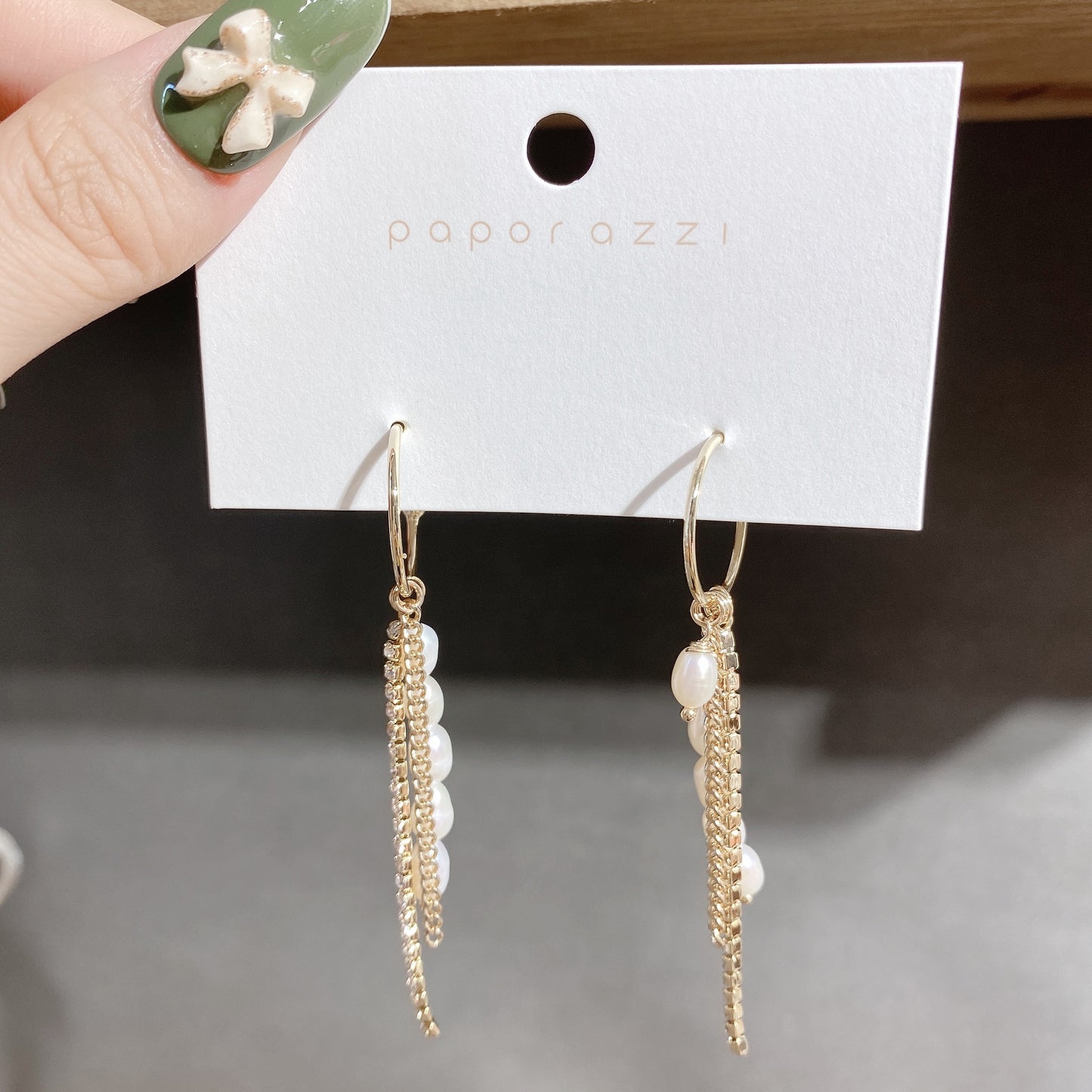 Pearl Chain & Crystal Dangle Earring