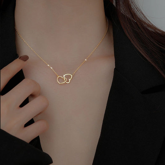 Linked Hearts Thin Chain Necklace