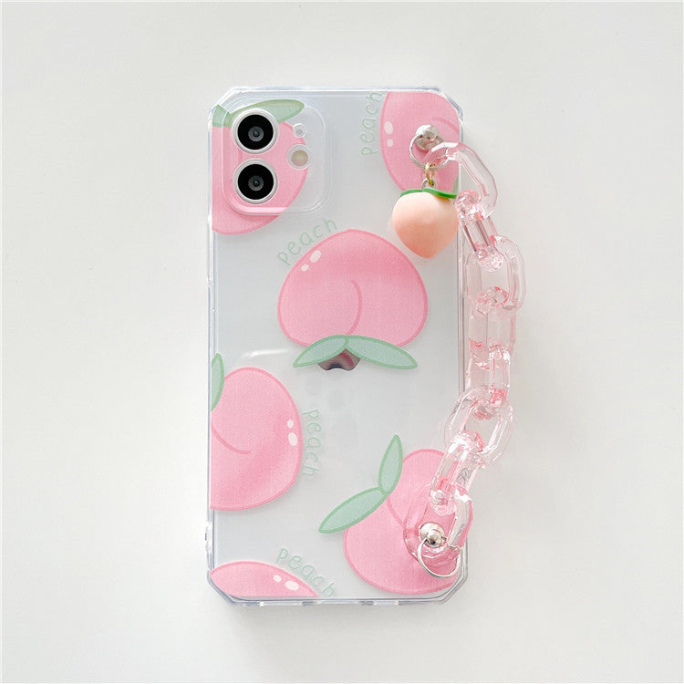 Peachy Clear Phone Case with Acrylic Chain Handle