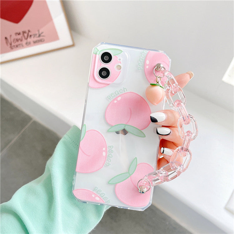 Peachy Clear Phone Case with Acrylic Chain Handle