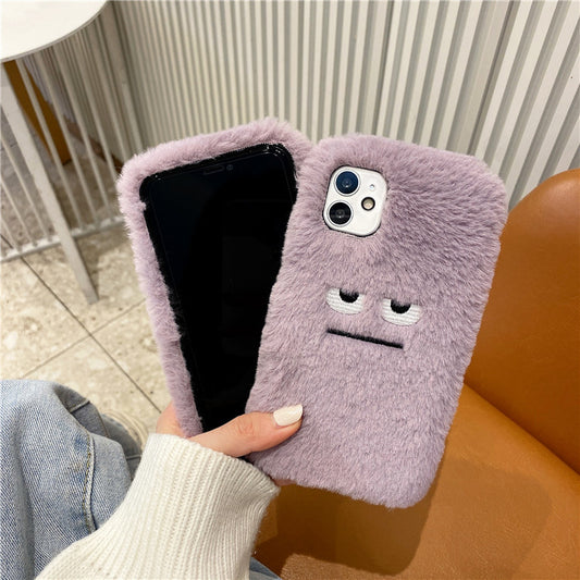 Soft Fluffy Furry Purple Monster Phone Case