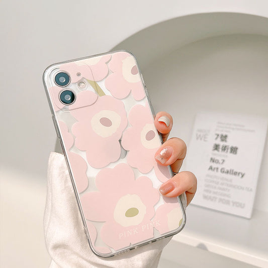 Pink Flowers Clear Phone Case