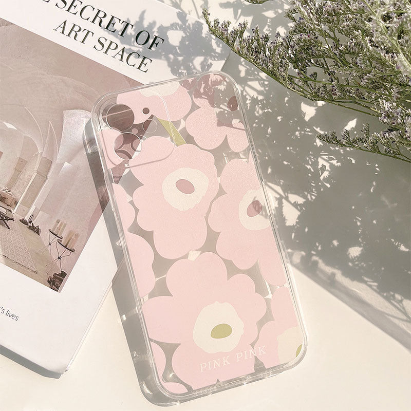 Pink Flowers Clear Phone Case