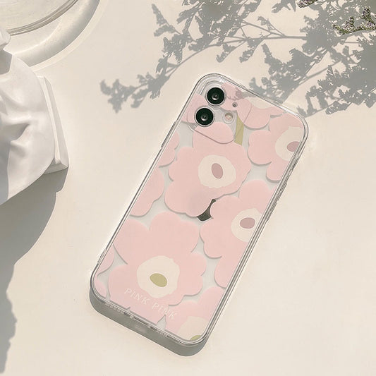 Pink Flowers Clear Phone Case