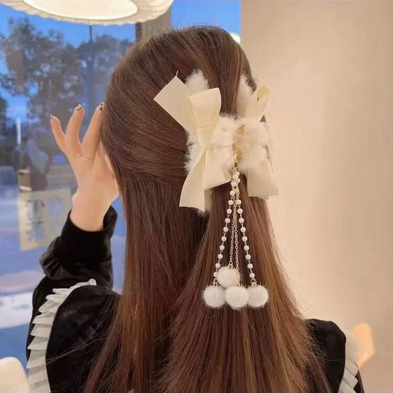 Fluffy Hair Claw Variety with Dangling Tassels