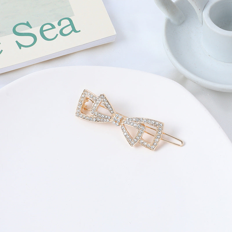 Crystal Embellished Triangular Bow Hair Pin