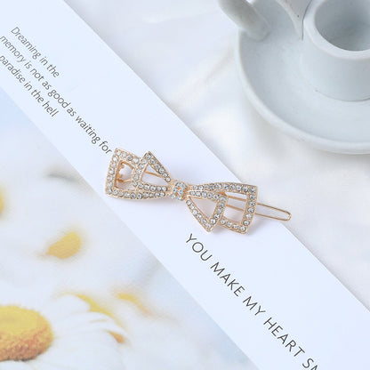 Crystal Embellished Triangular Bow Hair Pin