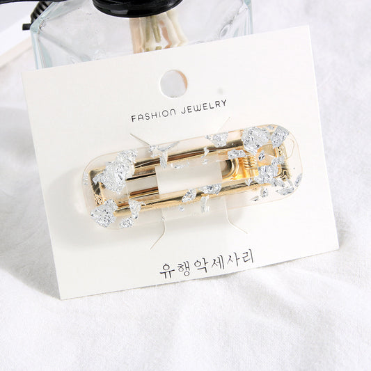 Gold & Silver Foil Clear Hair Clip