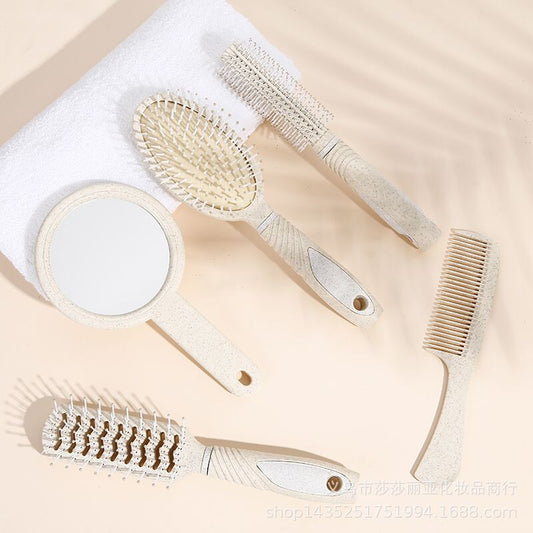 4pcs Hair Brush & 1pc Mirror Set