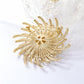 Beaming Sun Gold Brooch with Crystals & Pearls