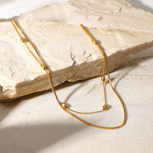 Double Layered Gold Beaded Necklace