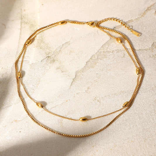 Double Layered Gold Beaded Necklace