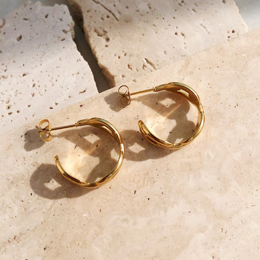 Gold Links Hoop Earrings