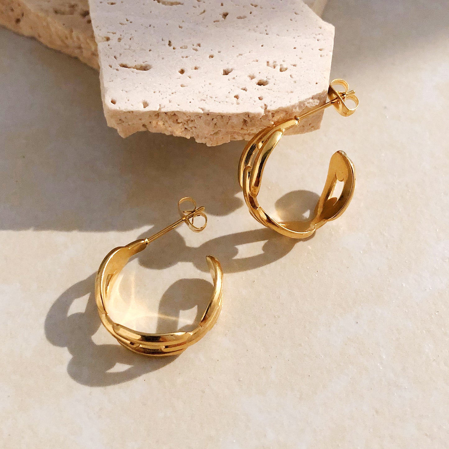 Gold Links Hoop Earrings