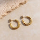 Gold Flat Textured Hoop Earrings