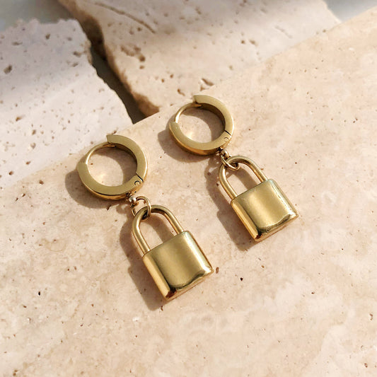 Gold Locket Dangle Earrings