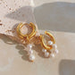 Asymmetrical Pearl Beaded Gold Dangle Earrings