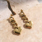 Gold Chain Heart Dangle Earrings