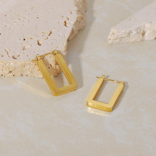 Gold Rectangular Block Earrings