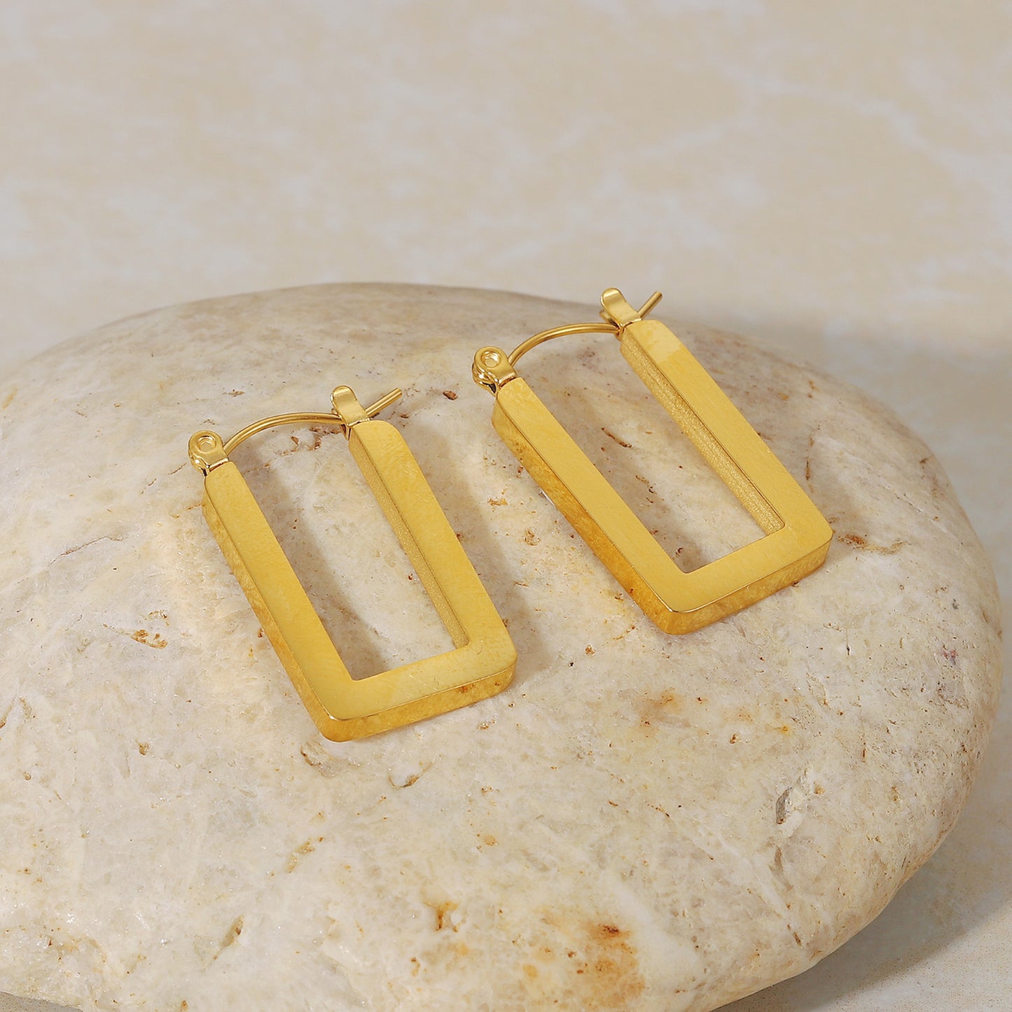 Gold Rectangular Block Earrings