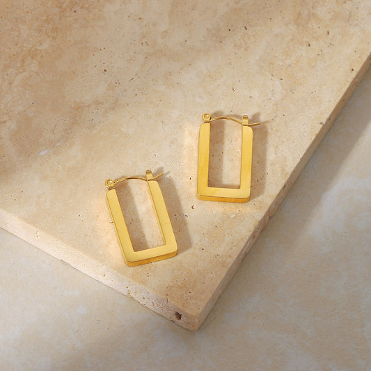 Gold Rectangular Block Earrings