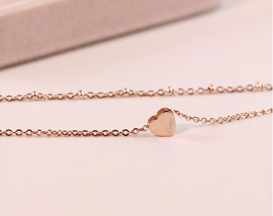 Double Layered Rose Gold Heart Necklace