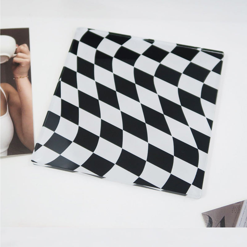 Checkered Square Acrylic Coaster