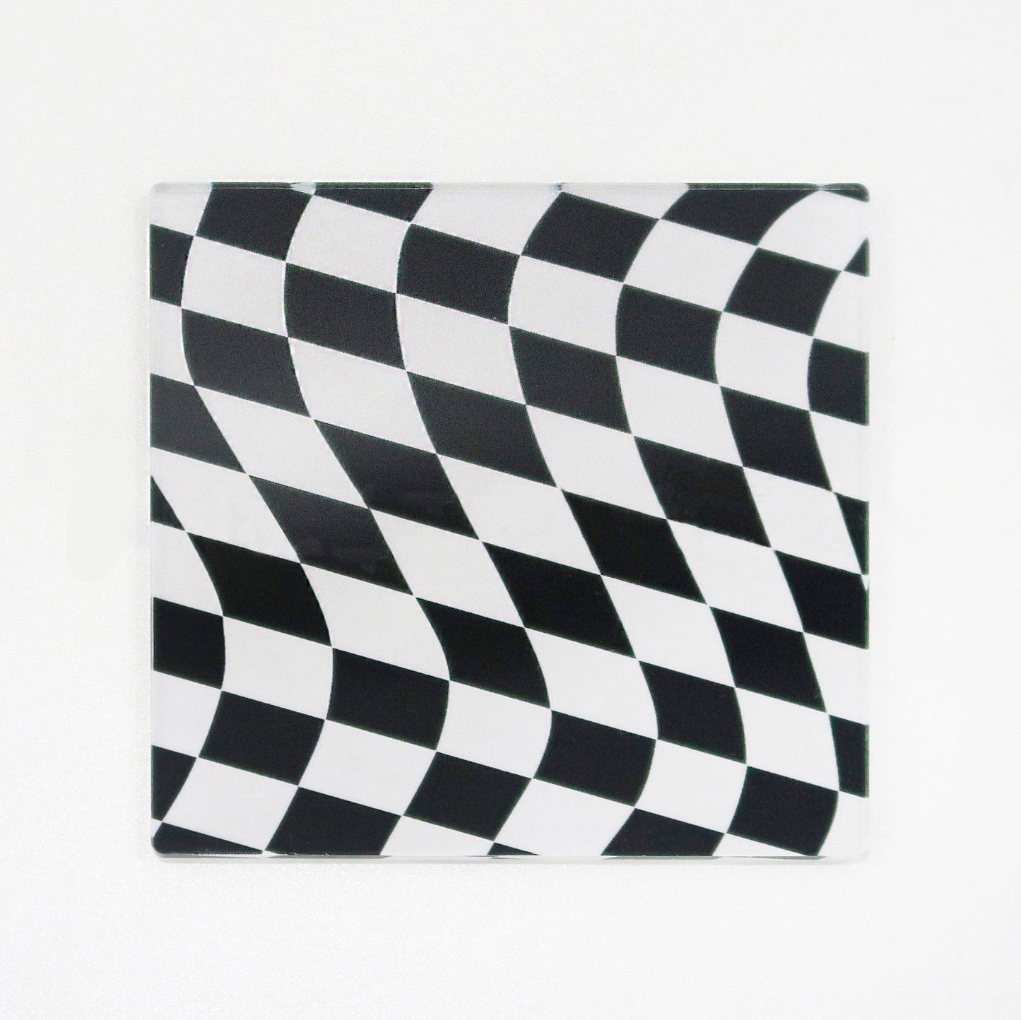 Checkered Square Acrylic Coaster