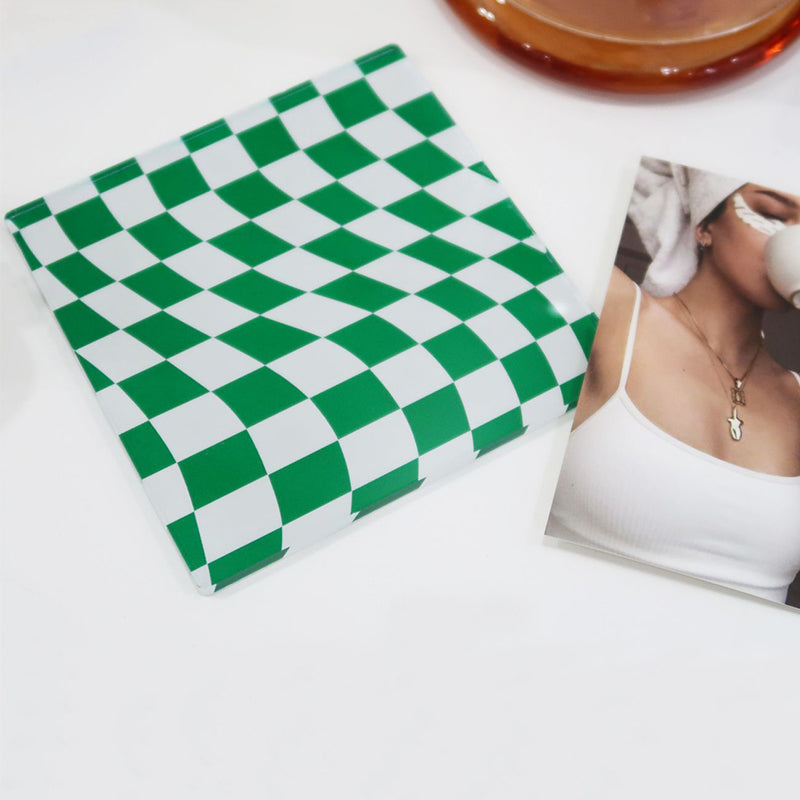 Checkered Square Acrylic Coaster