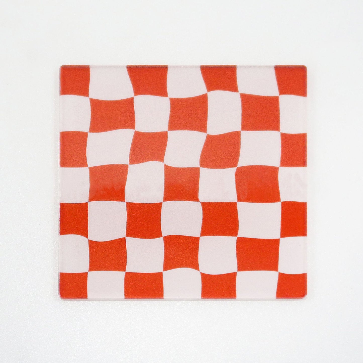 Checkered Square Acrylic Coaster