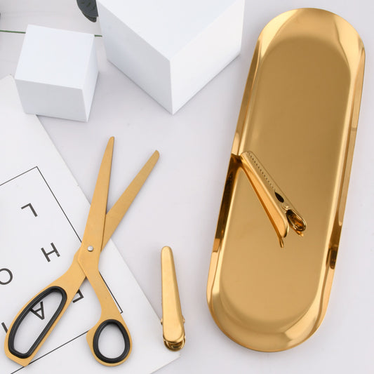 Metallic Long Oval Decorative Tray