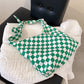 Checkered Tote Bag with Zippers