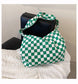 Checkered Tote Bag with Zippers