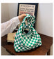 Checkered Tote Bag with Zippers