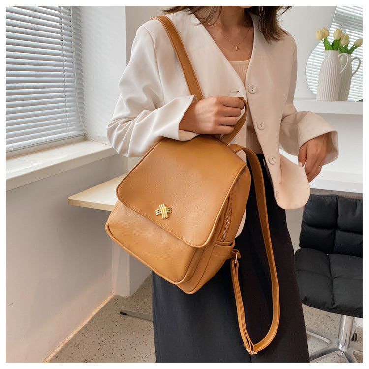 Faux Leather Flap Backpack