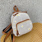 Summery Woven Rattan Backpack with Daisies