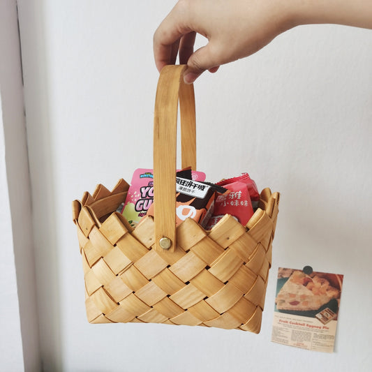 Layered Bamboo Rattan Basket