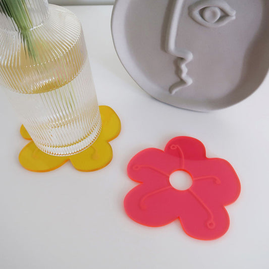 Neon Flower Acrylic Coaster