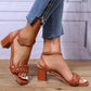 Braided Strap Sandal Heel