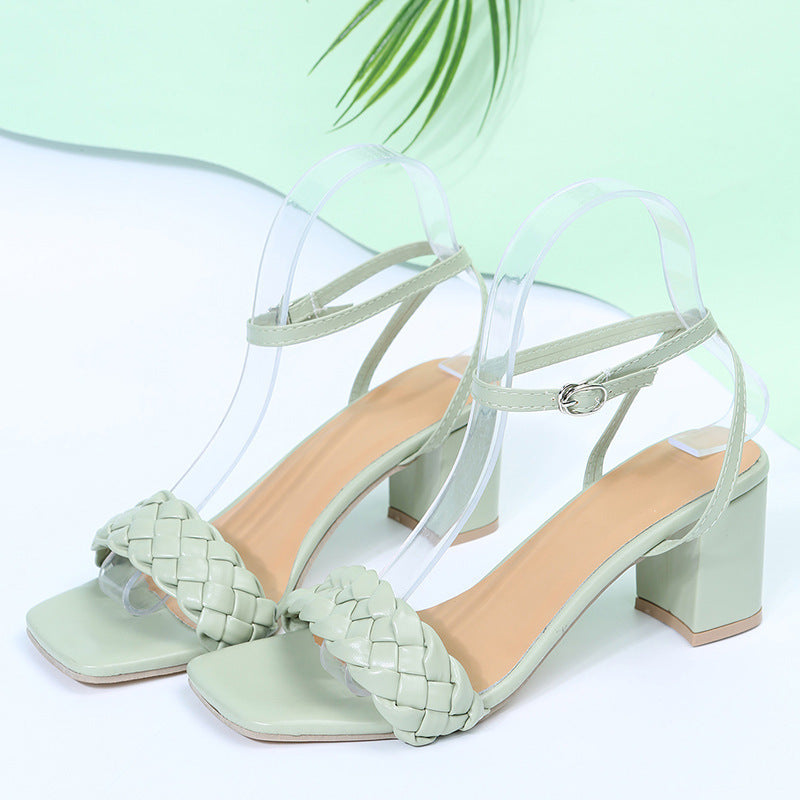 Braided Strap Sandal Heel