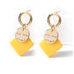 Colored Square Block Simple Earrings