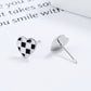 Checkered Heart 925 Sterling Silver Ear Studs