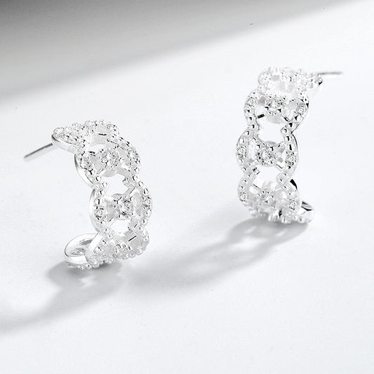 Crystal Loop 925 Sterling Silver Earrings