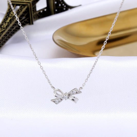 Bow Charm 925 Sterling Silver Necklace