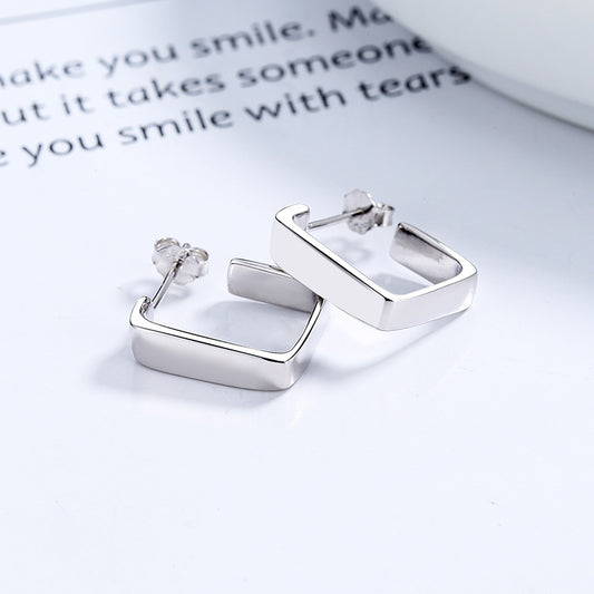 Squared Loop 925 Sterling Silver Earrings