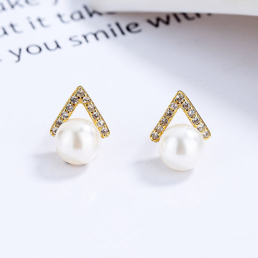 Triangle Pearl 925 Sterling Silver Earrings